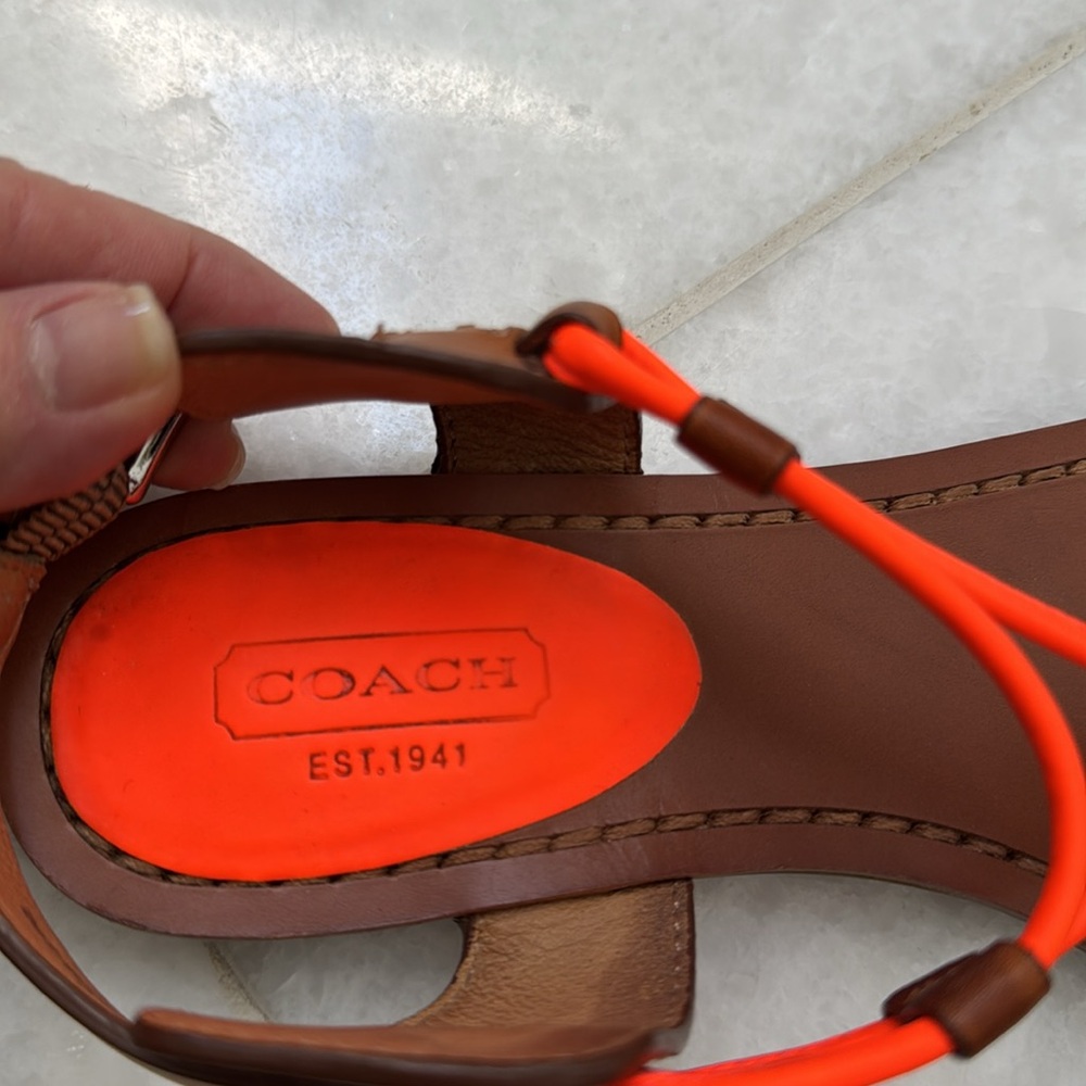 Coach Sandals with Orange Accents, 5B - Picture 2 of 5